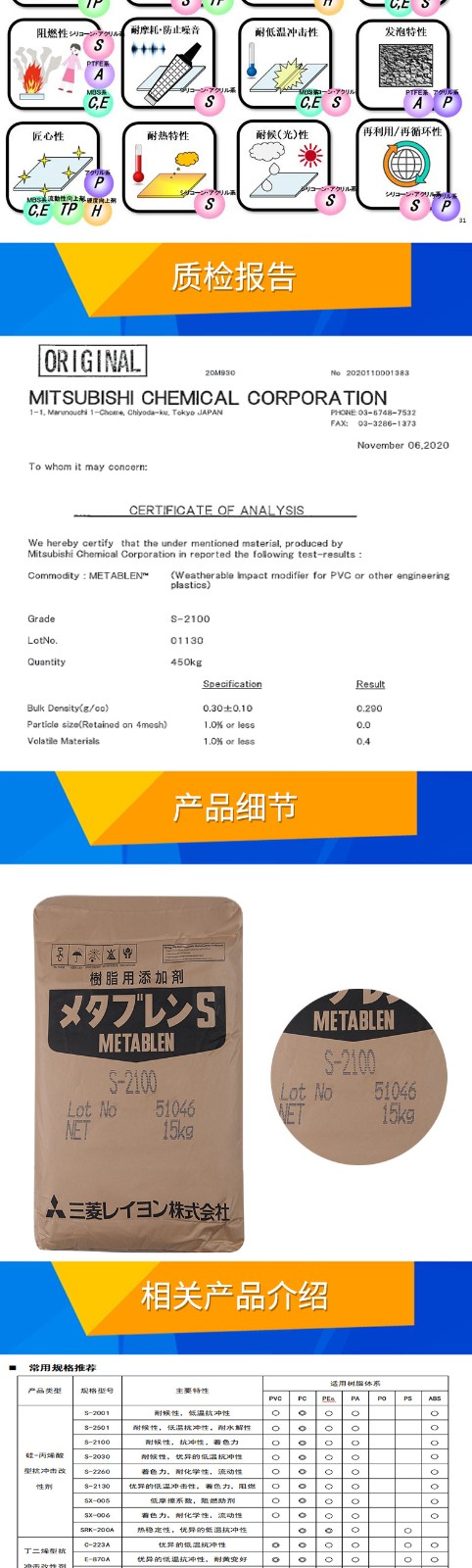 抗沖擊改性劑 日本三菱 S-2100 塑料合金 抗沖擊改性劑增韌劑